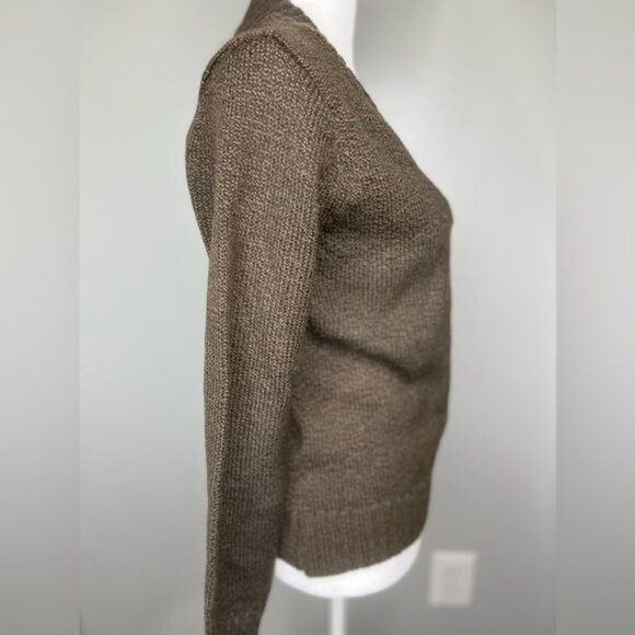 St. Johns Bay Womens V-Neck Sweater Acrylic/Polyester Brown Petite Small - Picture 10 of 15